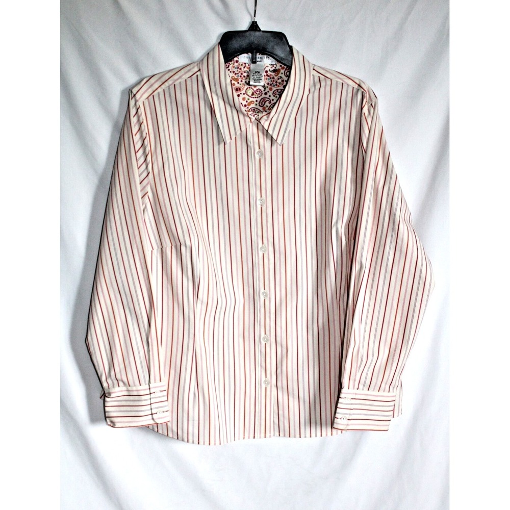 Pursuits Women's Business Work Raspberry Striped Button Up Long Sleeve Shirt 22W